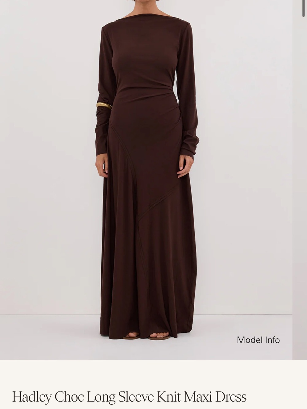 HADLEY DISSH Chocolate Brown Long-Sleeve Maxi Dress